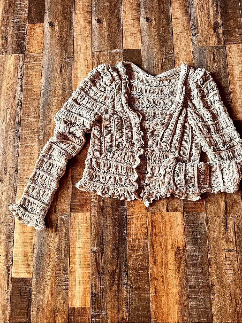 Free People Fringe Knit Cardigan Brown Small